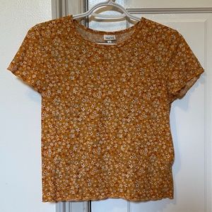 Self Love small yellow flowers ribbed crop top